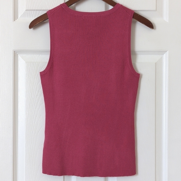 Cable & Gauge Y2K Vintage Ribbed Knit Form Fitting Scoop Neck Tank Top Pink M - Picture 8 of 9